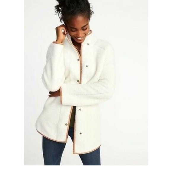 Old Navy Sherpa Jacket Brown with Chorded Trim - Picture 1 of 6